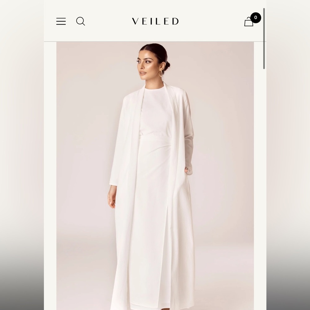 White Maxi Dress with Long Open Abaya